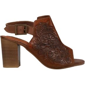 ROPER Women's Mika Floral Embossed Open Toe Shootie Pumps Heeled Sandal