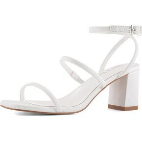 Shoe'N Tale Strappy Heels for Women Ankle Buckle Chunky Heels Square Toe Heeled Sandals in Kuwait