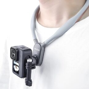 TELESIN Magnetic Neck Mount Necklace Holder Lanyard Strap, Chest View POV Selfie Video Vlog Body Attach for GoPro Max 12 11 10 9 8 7 Insta360 X3 X4 GO3 Ace Pro DJI Action 3 4 Osmo Pocket 3 Accessories