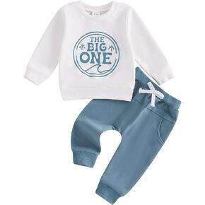 Hole In One Baby Boy Girl First Birthday Outfits Long Sleeve Golf Sweatshirt Jogger Pants Toddler Fall Outfits