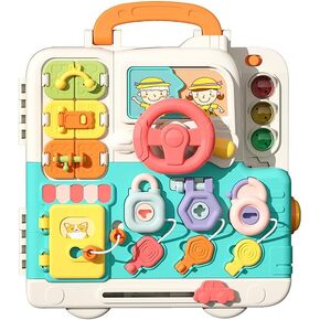 Toddler Toys for 2-3 Year Old Boy, Musical Busy Board, Early Educational Toy for Toddlers 2-3, Motor Skills Developmental Toy for 24-36 Month Age (Pearl White)