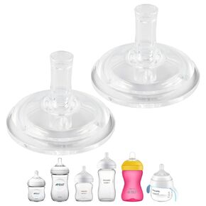Sippy Straw Cup Nipples for Philips Avent Natural Baby Bottles, My Grippy Spout Sippy Cup and Natural Trainer Sippy Cup, Soft 100% Silicone Sippy Spout Nipples, 8m+, 4 Count