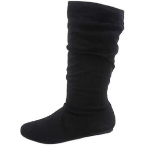 Forever Womens Round Toe Slouch Vegan Comfy Flat Mid Calf Tall Boots