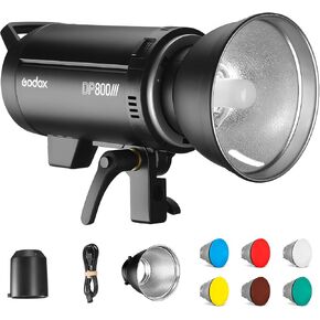 Godox DP800III Professional Studio Flash 800Ws 2.4G Wireless X System 5600K Bowens Mount Monolight with Standard Reflector 6 Colors Soft Cloth for Portrait Advertising Photography Studio Shooting
