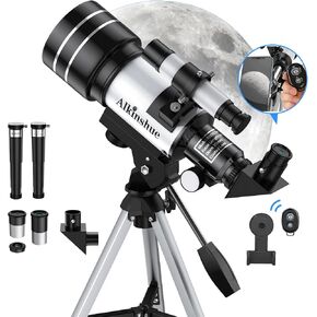 Telescope 70mm Aperture 300mm Refractor Telescope for Astronomy Beginners, High Powered Refracting Telescope with Tripod, Multi-Coated