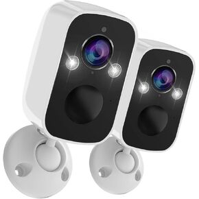 1Pc Security Cameras Wireless Outdoor, 2K Battery WiFi Surveillance Indoor Home Camera with AI Motion Detection Spotlight Siren Alarm Color Night Vision 2-Way Talk, Waterproof, Cloud/SD Storage