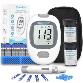 Blood Glucose Monitor Kit, Diabetes Testing Kit, Blood Glucose Meter, 100 Glucometer Strips, 100 Lancets, Test Strips Blood Sugar Meter Glucometer