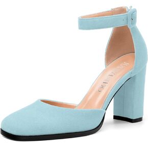 Square Toe Chunky Heels for Women, 3-Inch Block High Heels Women's Pumps for Wedding, Party, Dress Shoes in Kuwait