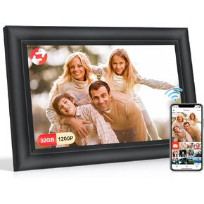 1920x1200 IPS Digital Picture Frame, 10.1" WiFi Photo Frame Electric, Greatest for Gifting, 32GB Memory, LCD Touch Screen, Auto-Rotate, Quick, Easy Setup with Frameo App, Share Photos/Videos, Black