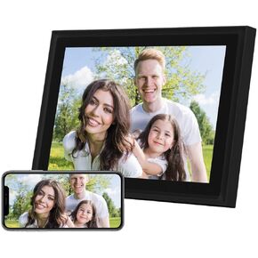 إطار صورة رقمي AEEZO WiFi مقاس 10 بوصات IPS تعمل باللمس FHD 2K إطار صور سحابي ذكي مع مساحة تخزين 16 جيجابايت، إعداد سهل لمشاركة الصور ومقاطع الفيديو، إطار تدوير تلقائي (أسود) in Kuwait
