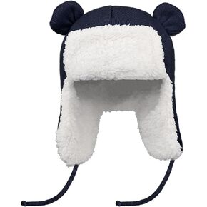 PURFUN Toddlers Kids Cozy Knitted Beanie with Bear Ear, Baby Girls Boys Warm Fleece Lining Earflap Hat Trapper Hat for 1-4Yrs