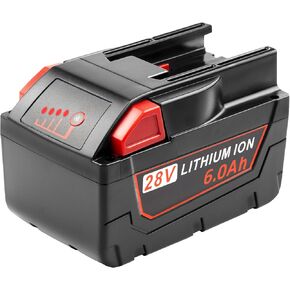 2 Pack Replace for Milwaukee M28 28V 6000mAh High Output Battery for Milwaukee M28 48-11-2830, V28, M28B, M28BX Cordless Power Tools Battery Li-Ion