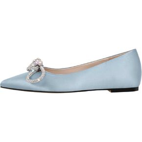 Women's Flats with Rhinestone Bow Pointed Toe Flats for Women Clear Flat