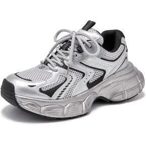 BEAU TODAY Women's Walking Shoes, Chunky Platform Fashion Sneakers for Women, Comfortable Running Shoes for Women, Casual Lightweight Lace-up Gym Workout Athletic Tennis Shoes