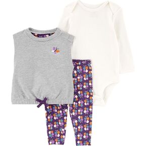 Carter's Baby Girls' 3 Piece Vest Little Jacket Set (Butterfly/Floral/Multi, 24 Months)
