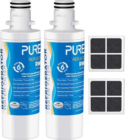 بديل PUREPLUS ADQ747935 لـ LG LT1000P، Kenmore Elite 9980، LT1000، LT1000PC، MDJ64844601، ADQ74793501، LT120F مجموعة فلتر المياه والهواء للثلاجة، الطراز: RWF4700AB، 4 عبوات in Saudi Arabia
