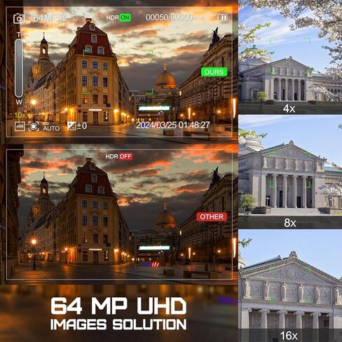 كاميرات رقمية بدقة 64 ميجابكسل للتركيز التلقائي للتصوير الفوتوغرافي، وكاميرا تسجيل فيديو بدقة 4K لليوتيوب مع حزام وحامل ثلاثي القوائم، وكاميرا سفر مدمجة مقاومة للاهتزاز 16X مع تحكم في WiFi والتطبيقات، وبطاقة SD، وبطاريتين (S200) in Kuwait