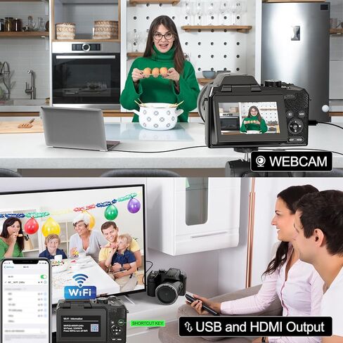 كاميرات رقمية بدقة 64 ميجابكسل للتركيز التلقائي للتصوير الفوتوغرافي، وكاميرا تسجيل فيديو بدقة 4K لليوتيوب مع حزام وحامل ثلاثي القوائم، وكاميرا سفر مدمجة مقاومة للاهتزاز 16X مع تحكم في WiFi والتطبيقات، وبطاقة SD، وبطاريتين (S200) in Kuwait