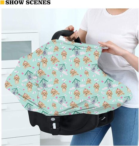 PZZ BEACH Soft & Stretchy Baby Car Seat Covers Multi-Use Nursing Breastfeeding Covers, Shopping Cart/High Chair/Stroller Canopy, Blue Butterflies Infant Car Seat Canopies in Saudi Arabia