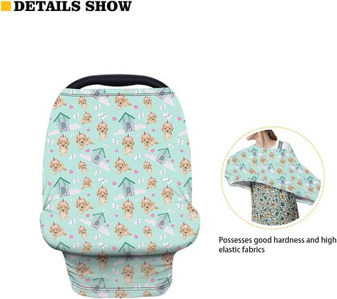 PZZ BEACH Soft & Stretchy Baby Car Seat Covers Multi-Use Nursing Breastfeeding Covers, Shopping Cart/High Chair/Stroller Canopy, Blue Butterflies Infant Car Seat Canopies in Saudi Arabia