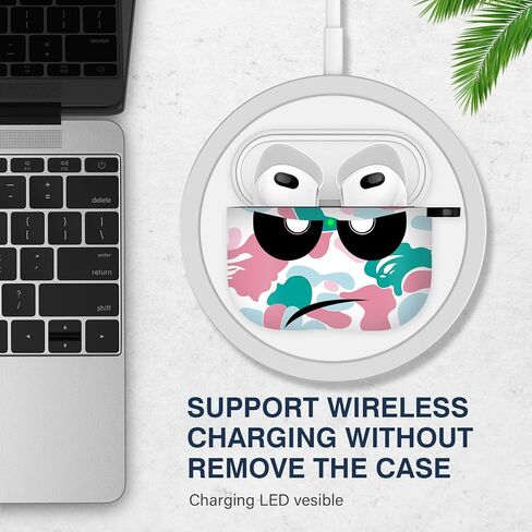 Youtec Compatible with Airpods 3rd Generation Case with Lanyard,Airpods Case Portable & Shockproof for Women Men,Black and White Five-Pointed Star in Kuwait