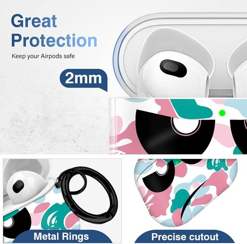 Youtec Compatible with Airpods 3rd Generation Case with Lanyard,Airpods Case Portable & Shockproof for Women Men,Black and White Five-Pointed Star in Kuwait