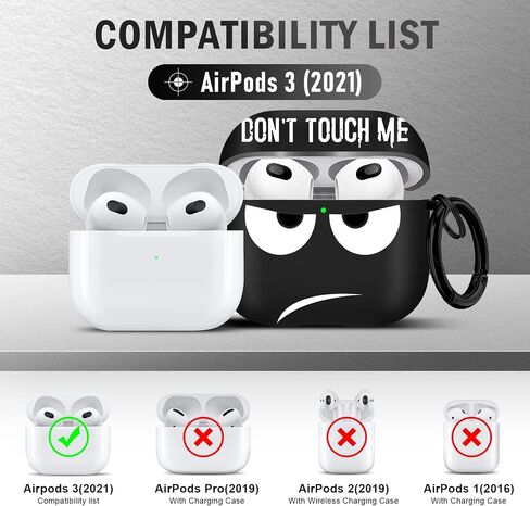 Youtec متوافق مع حافظة Airpods الجيل الثالث مع حبل قصير، حافظة Airpods محمولة ومقاومة للصدمات للنساء والرجال، نجمة خماسية باللونين الأسود والأبيض in Kuwait