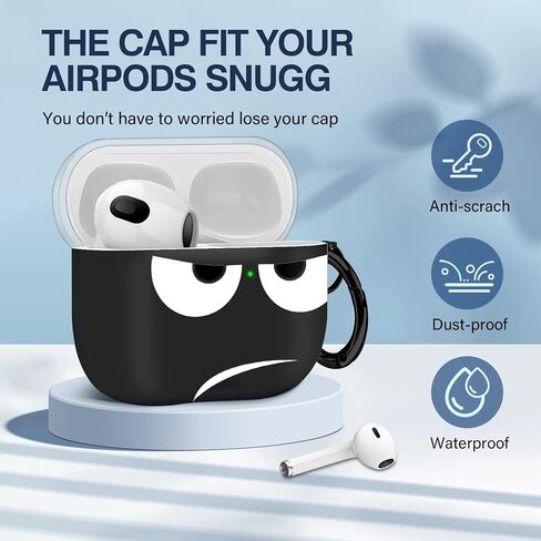 Youtec متوافق مع حافظة Airpods الجيل الثالث مع حبل قصير، حافظة Airpods محمولة ومقاومة للصدمات للنساء والرجال، نجمة خماسية باللونين الأسود والأبيض in Kuwait