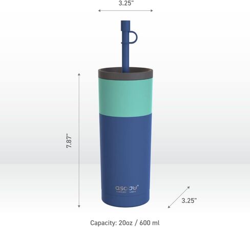 asobu Sippy Double Wall Stainless Steel Tumbler with Silicone Flexible Straw, 20 Ounces (Pastel Blue) in Kuwait