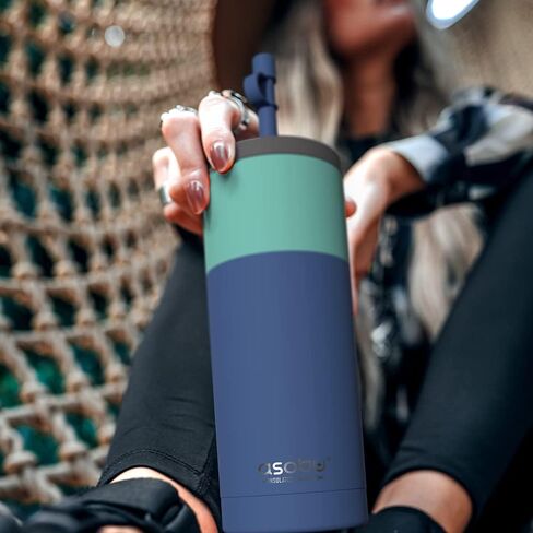 asobu Sippy Double Wall Stainless Steel Tumbler with Silicone Flexible Straw, 20 Ounces (Pastel Blue) in Kuwait