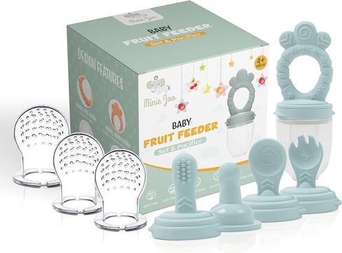 7-in-1 Baby Food Fruit Feeder with 3 Size Pacifier Pouches & Interchangeable Heads | Breastmilk Popsicles Teether | Multi-Function Infant Teething Toy & Soother | Complete Self-Feeding Set in Saudi Arabia