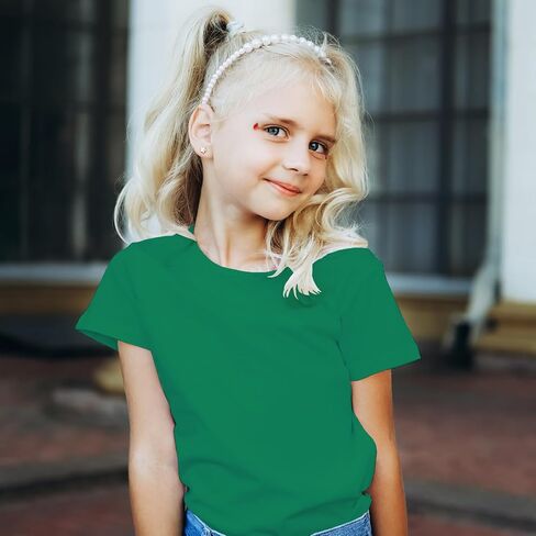 Phedrew Kids Cotton T-Shirt Solid Color Short Sleeve Crewneck Basic Tops for Unisex Boys and Girls in Saudi Arabia