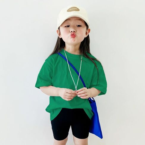 Phedrew Kids Cotton T-Shirt Solid Color Short Sleeve Crewneck Basic Tops for Unisex Boys and Girls in Saudi Arabia