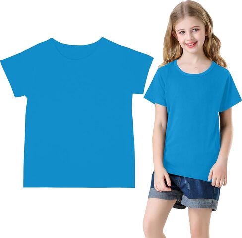 Phedrew Kids Cotton T-Shirt Solid Color Short Sleeve Crewneck Basic Tops for Unisex Boys and Girls in Saudi Arabia