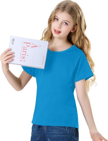 Phedrew Kids Cotton T-Shirt Solid Color Short Sleeve Crewneck Basic Tops for Unisex Boys and Girls in Saudi Arabia