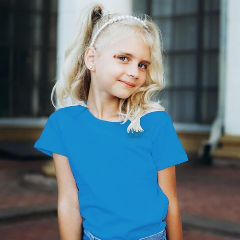 Phedrew Kids Cotton T-Shirt Solid Color Short Sleeve Crewneck Basic Tops for Unisex Boys and Girls in Saudi Arabia