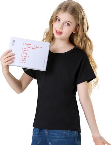 Phedrew Kids Cotton T-Shirt Solid Color Short Sleeve Crewneck Basic Tops for Unisex Boys and Girls in Kuwait
