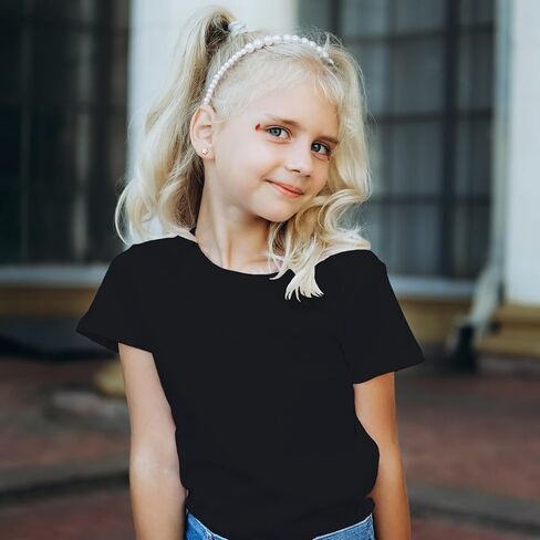 Phedrew Kids Cotton T-Shirt Solid Color Short Sleeve Crewneck Basic Tops for Unisex Boys and Girls in Kuwait