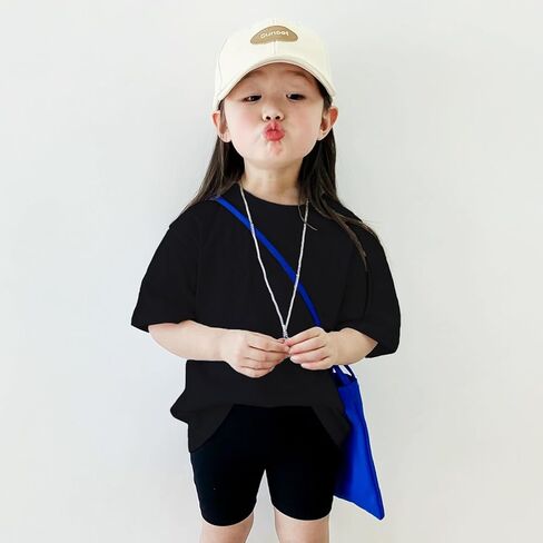 Phedrew Kids Cotton T-Shirt Solid Color Short Sleeve Crewneck Basic Tops for Unisex Boys and Girls in Kuwait