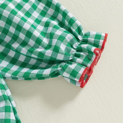YINGISFITM Newborn Infant Baby Girl Christmas Outfit Santa Long Sleeve Plaid Bubble Romper First 1st Christmas Girl Clothes in Kuwait