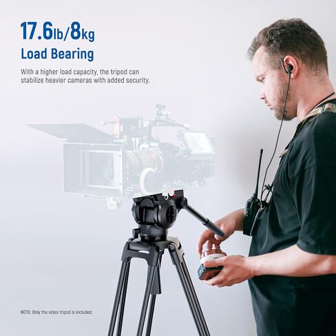 NEEWER 78" Carbon Fiber Video Tripod with Fluid Head, One Step Release Lock Tripod with 6 Level Dynamic Counterbalance, 4 Level Pan/Tilt Damping, Mid Spreader, Dual Mode QR Plate, Max Load 18lb, LL55 in Saudi Arabia