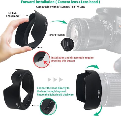 EW-65C Lens Hood,Compatible for Canon RF 16mm F2.8 STM lens or R6 R5 RP R Camera camera,Reversible Lens Shade+1pcs Lens cleaning cloth in Saudi Arabia