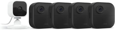 Blink Outdoor 4 (4th Gen) + Blink Mini – Smart security camera, two-way talk, HD live view, motion detection, set up in minutes, Works with Alexa – 6 camera system + Mini (Black) in Saudi Arabia