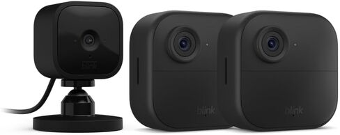 Blink Outdoor 4 (4th Gen) + Blink Mini – Smart security camera, two-way talk, HD live view, motion detection, set up in minutes, Works with Alexa – 6 camera system + Mini (Black) in Saudi Arabia