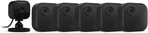 Blink Outdoor 4 (4th Gen) + Blink Mini – Smart security camera, two-way talk, HD live view, motion detection, set up in minutes, Works with Alexa – 6 camera system + Mini (Black) in Saudi Arabia