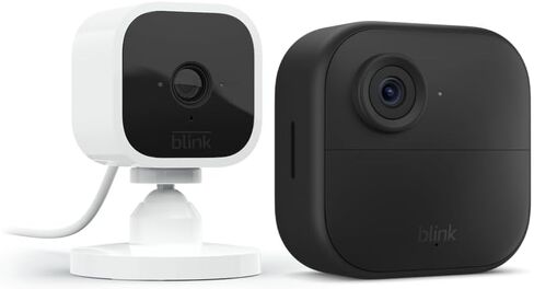 Blink Outdoor 4 (4th Gen) + Blink Mini – Smart security camera, two-way talk, HD live view, motion detection, set up in minutes, Works with Alexa – 6 camera system + Mini (Black) in Saudi Arabia