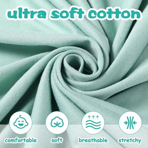 4 مجموعات من قماط حديثي الولادة وعصابة رأس مجموعة قماط قطنية مجموعة لف تلقي بطانيات قماط قابلة للتمدد قماط ومجموعة فيونكة لحديثي الولادة وقبعة وقماط لحديثي الولادة (أخضر فاتح، رمادي، وردي، كاكي فاتح) in Kuwait