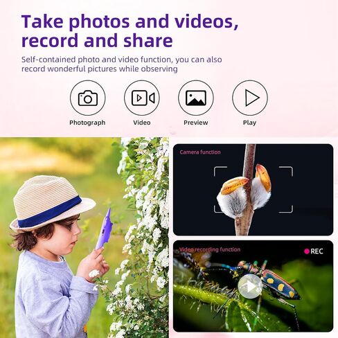 مجهر للأطفال، مجهر محمول من سوريويا، مجهر رقمي صغير للأطفال ألعاب علمية تعليمية، هدايا عيد الميلاد لعمر 3 سنوات للفتيات والأولاد، وردي in Saudi Arabia