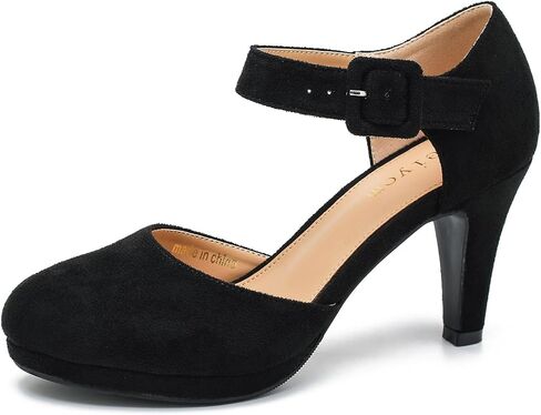 LIURUIJIA Womens Closed Toe High Heels Pumps D'Orsay Ankle Strap Comfortable Platform Heels Shoes Casual Dressy in Kuwait