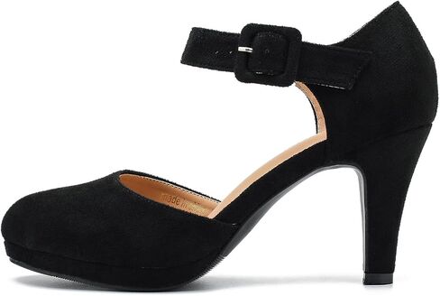 LIURUIJIA Womens Closed Toe High Heels Pumps D'Orsay Ankle Strap Comfortable Platform Heels Shoes Casual Dressy in Kuwait